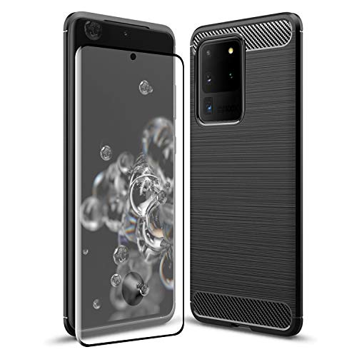 Olixar Case with Screen Protector for Samsung Galaxy S20 Ultra, Stylish 2 in 1 Protection - Defend Your Phone & Screen from Drops, Shocks and Scratches Sentinel - Black