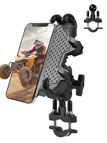 ZIDIYORUO ATV Phone Holder, Quad Phone Mount, 8 Clamps Holds 4.7-7.1' Phones, One Hand Operation Motorcycle Phone Clip for 7/8-9/8' Handlebar,Compatible with Yamaha Polaris Honda Can Am