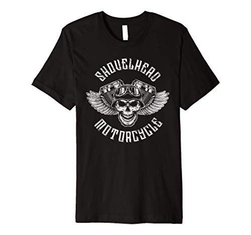 Shovelhead Motor Skull and Wings Premium T-Shirt