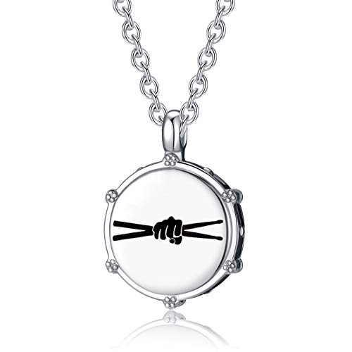 AZFVBQL Rock Drum Necklace for Men's Drummer Gifts Stainless Steel Music Drumstick Pendant Jewelry