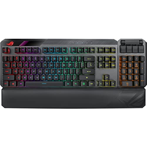 ASUS ROG Claymore II Wireless Modular Gaming Mechanical Keyboard (ROG RX Blue Switches, detachable numpad & wrist rest for TKL 80%/100%, Aura Sync, media controls, fast charge, USB 2.0 Passthrough)