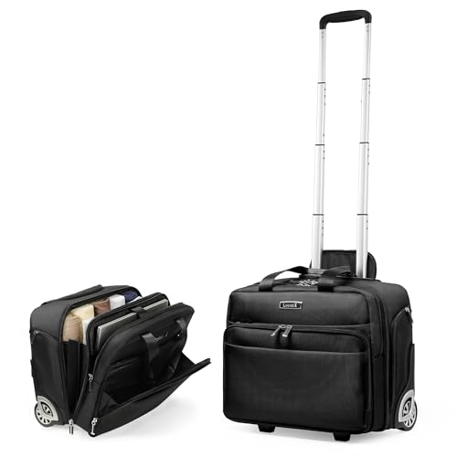 LUGGEX Underseat Carry On Luggage with Wheels - 16 Inch Softside Overnight Rolling Underseater Bag, Multiple Pockets