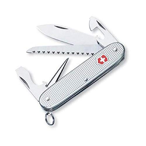 Victorinox Swiss Army Farmer Pocket Knife (Silver Alox Ribbed), 93mm