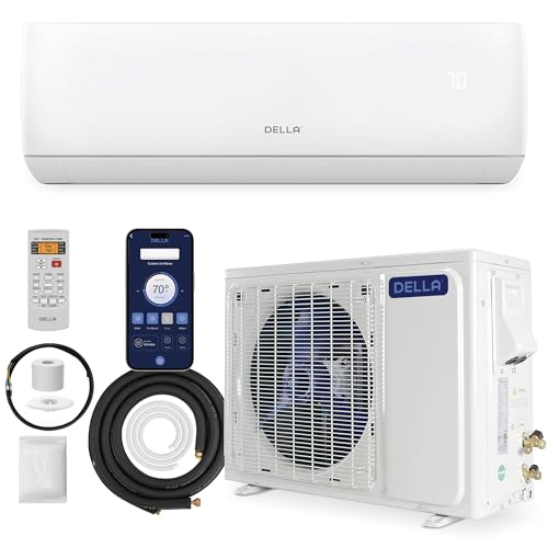 DELLA 12000 BTU Wifi Enabled Mini Split 20 SEER2 Cools Up to 550 Sq.Ft, 110-120V, Works with Alexa, Air Conditioner & Heater with 1 Ton Pre-Charged Heat Pump (R32 Refrigerant) (JA Series)