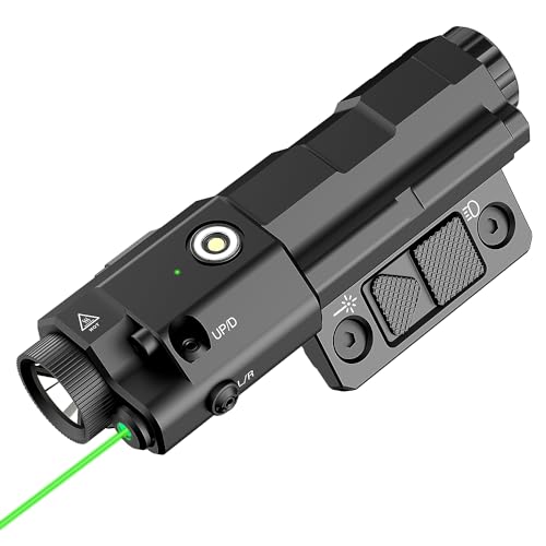 TOUGHSOUL Flashlight Laser Sight Combo, Max 1600 Lumen Rechargeable Green Laser Flashlight