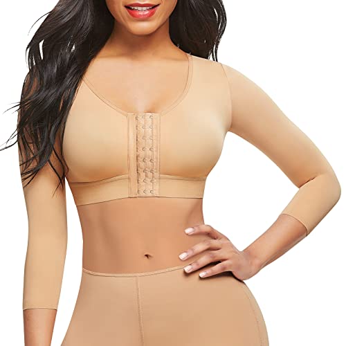 FeelinGirl Arm Shapewear for Women Post Surgical Arm Slimming Compression Sleeves Women Push Up Bra Top Beige S