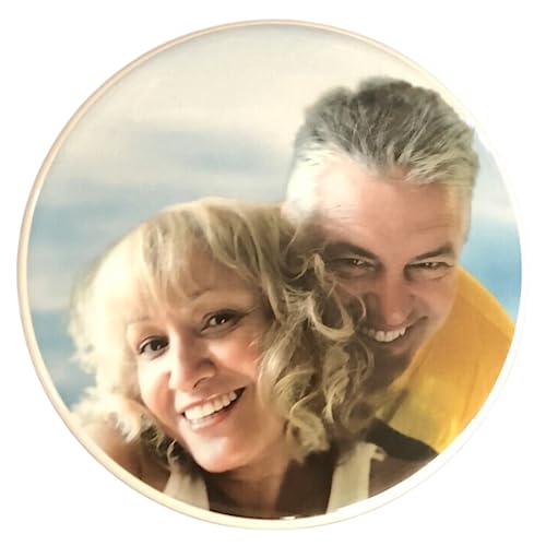 Custom Memorial Photo Tile - Personalized Headstone Ceramic Picture for Funeral Tombstone - Cemetery Photo Plaque Waterproof Mini Gravestones - Round Porcelain PortraitOval 5'(12.2x12.2cm)
