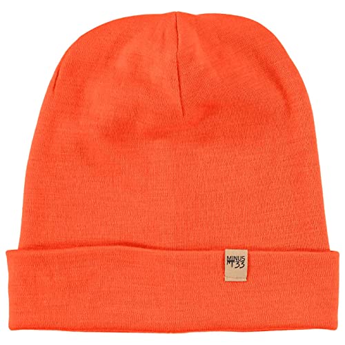 100% Merino Wool Ridge Cuff Beanie - Unisex Warm Winter Hat - Blaze Orange