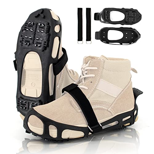 Xproutdoor Crampons Ice Cleats Snow Grips, Anti-Slip Traction Lightweight Portable for Walking on Snow & Ice, Easy Step-in for Shoes/Boots, Small