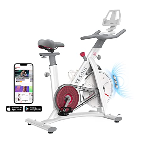Yesoul S3 Exercise Bike For Home Smart Black Cycling Bike Magnetic Resistance For Gym Electric Stationary Bike Bluetooth Heart Rate For Women Apartment Workout Bike For Fitness(White)