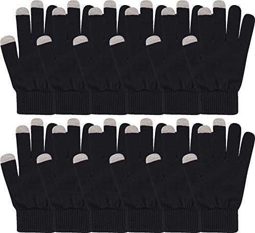 Winter Magic Gloves, 12 Pairs Stretchy Warm Knit Bulk Pack Mens Womens
