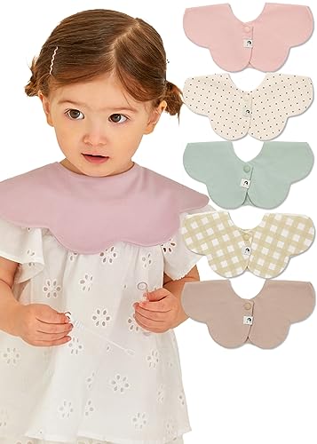 Konny Baby Bibs 5-Pack, 360 ​​° Rotate, New Year Gifts, Soft and Absorbent Bandana Drooling for Boys Girls baby Essentials(Set 4 - Mint, Pink, Beige, Wine Dot, Creamy Gingham)