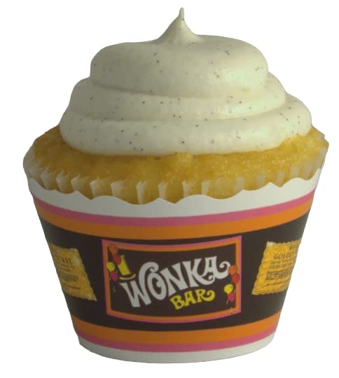 Wonka chocolate bar wrapper & Golden ticket-Cupcake Wrappers=Set OF 12