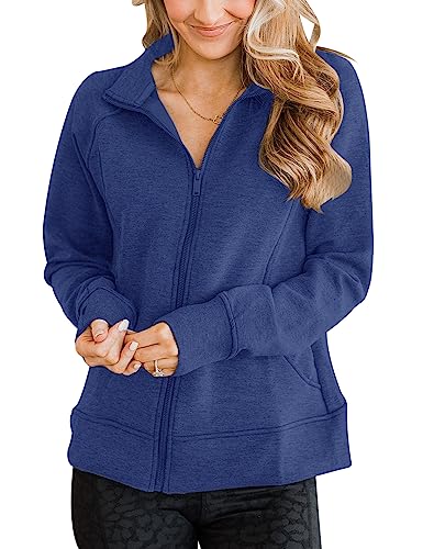 Vivitulip Women’s Full Zip Up Athletic Jacket Long Sleeve Lightweight Pocketed Workout Coat Tops with Thumb Holes