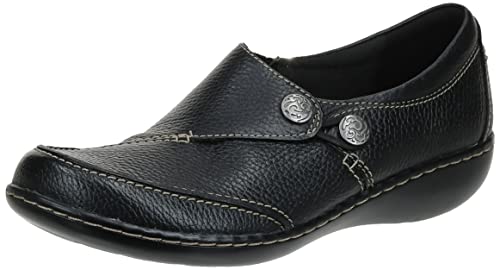 Clarks womens Ashland Lane Q Slip On Loafer, Black, 9.5 Wide US