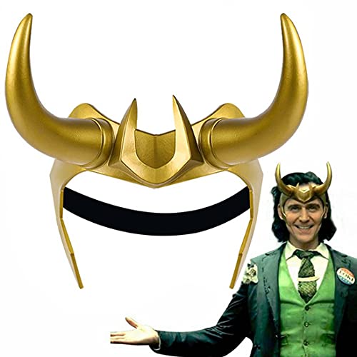 CAFELE Superhero Helmet with Horns, 2021 TV Series Movie Thor Ragnarok Norse Mythology Mask Cosplay Halloween Costume Party Props (L0KI Crown -Gold)