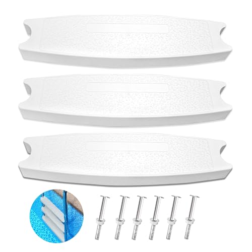 3-Pack 18' Universal Pool Ladder Steps Replacement,Heavy-Duty Molded Plastic Swimming Pool Ladder Rung Step with 6PCS Stainless Steel Bolts,Fit for Most Above-Ground and In-Ground Pools,White