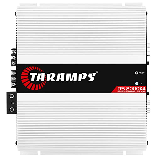Taramps DS 2000x4 2 Ohms 2000 Watts RMS 4-Channel 500x4 RMS Class D Full Range, Crossover High / Low Pass Fixed Bridgedable Car Audio Amplifier, White