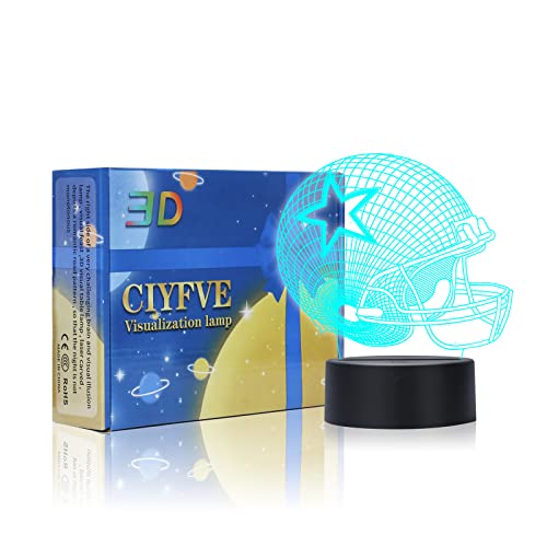 XINYEMEI 3D Illusion Night Light Desk Lamp, 7 Colors Auto Gradual Changing USB Powered LED Lights with Touch Switch for Kids Gifts Home Decoration (Baseball Helmet)