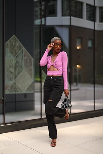 The Drop Women's Mindful Mauve Front Twist Knit Top by @signedblake, M