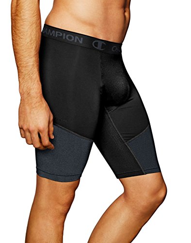 Champion Men's 9 Inch sports compression shorts, Black, Medium US