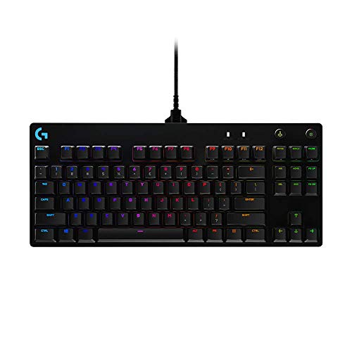 Logitech G PRO Mechanical Gaming Keyboard, Ultra Portable Tenkeyless Design, Detachable Micro USB Cable, 16.8 Million Color LIGHTSYNC RGB Backlit Keys