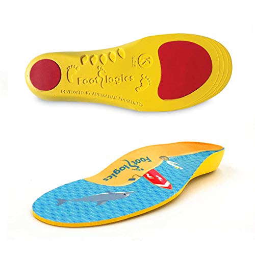 Footlogics Fun Kids Orthotic Shoe Insoles with Arch Support for Children’s Heel Pain (Sever’s Disease), Growing Pains, Flat Feet - Children’s, Pair (Toddler 8-10, Full Length - Yellow)