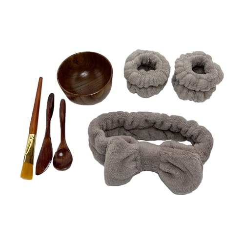 BEECO GIF2U Skincare Face Mask Mixing Bowl Set,Makeup Skin Care Products for Clay Mask,Home DIY Beauty & Personal Care Tools Kit Wood Bowl,Spatula,Spoon,Brush,Facial Headband,Wrist Washband (Red)