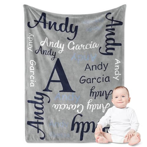 Yoke Style Personalized Baby Blankets for Baby Girls/Boys, Custom Name Swaddle Blanket, Baby Boy Girl Gifts for Newborn, Toddler, Kids on Baby Shower, Birthday