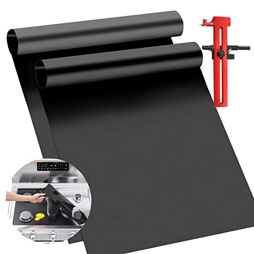 PanderHecop 2PCS Large Stove Burner Covers Cuttable, Heavy Duty Non Stick Teflon Oven Liners Mat BPA Free for Electric Oven Gas Range, 31”x17.7''…