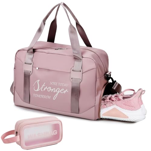 Gym Bag for Women, Travel Duffel Bag, Gym Bag with Shoe Compartment & Wet Pocket, Toiletry Bag, Sports Gym Tote Bags Carry On Weekend Overnight, Tote Bag for Travel, Workout, Sport