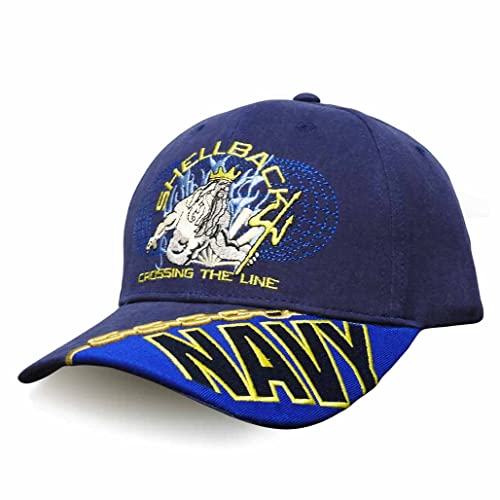 VetFriends.com US Navy Hat Shellback Crossing The Line Blue Cap with King Neptune Military Hat