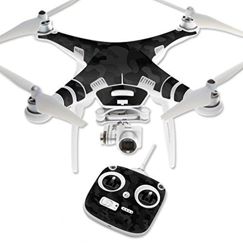 MightySkins Skin Compatible with DJI Phantom 3 Standard Quadcopter Drone wrap Cover Sticker Skins Black Camo
