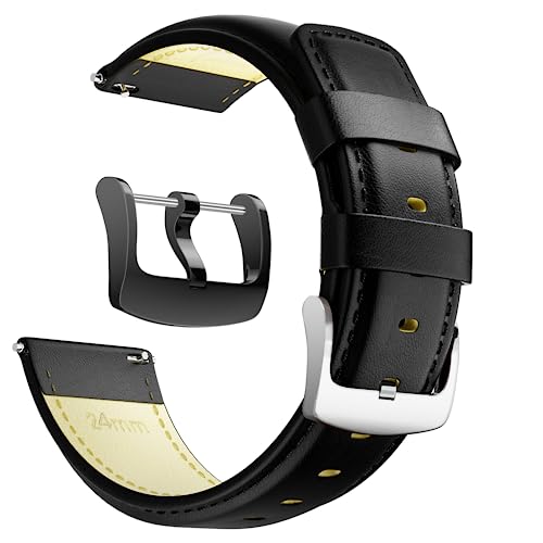RBIPO 22mm Leather Watch Band Genuine Leather Quick Release Watch Strap Replacement for Men and Women （22mm Black）