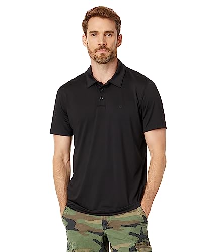 Volcom Men's Regular Hazard Performance Short Sleeve Lightweight Golf Polo, Black 1, Large