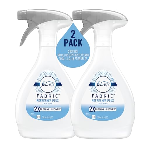 Febreze Fabric Spray, Odor Fighter for Strong Odor, Refresher Spray PLUS with Clean Scent, 16.9 oz (2 Count)