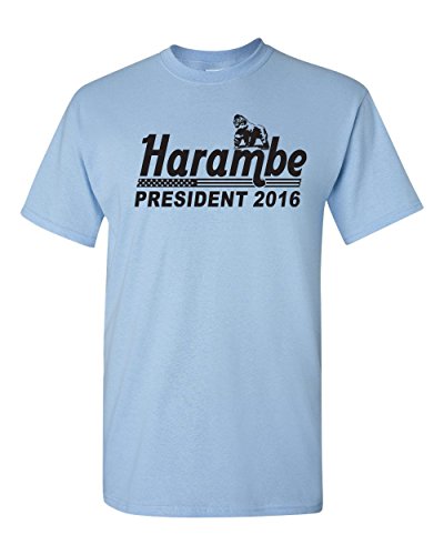Jacted Up Tees Harambe the Gorilla for President Write Him In Men's T-Shirt -Large Light Blue (1500)