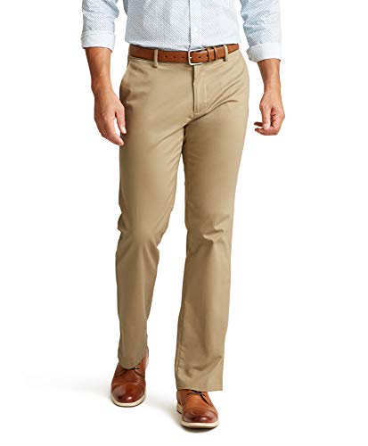 Dockers Men's Straight Fit Signature Lux Cotton Stretch Pant, New British Khaki, 38W x 34L