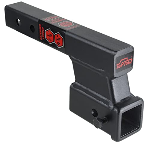 TOPTOW Trailer Receiver Hitch Extender Adapter 4' Drop/Riser, 8' and 10' Extension Length, 2' Shank, 7500lbs Towing Capacity, Matte Black…