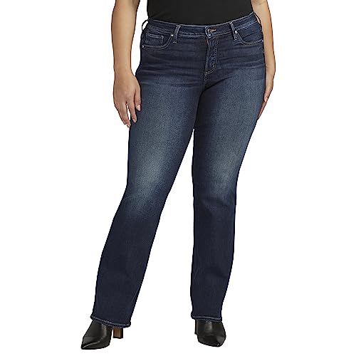 Silver Jeans Co. Women's Plus Size Infinite Fit Mid Rise Bootcut Jeans, Dark Wash INF487, 2X