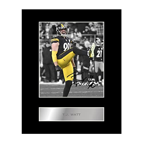 T.J. Watt Pre Printed Signature Signed Mounted Photo Display #11 Printed Autograph Picture