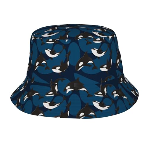 Classic Fashion Packable Fisherman Bucket Sun Hat, for Ocean Orca Killer Whale Cap for Men Women Travel Beach Sports Outdoor