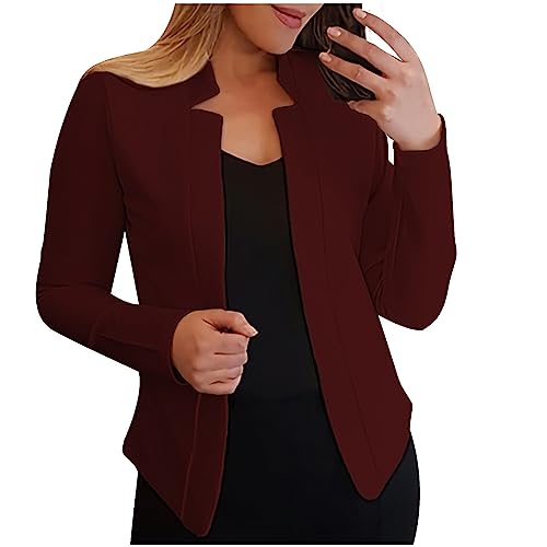 Womens Plus Size Blazers Casual Ladies Office Jackets Cute Candy Color Open Front Long Sleeve Work Blazer Coat Outwear
