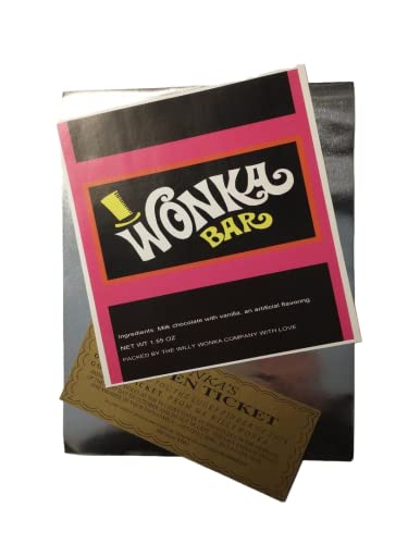 1.55 oz. Wonka chocolate bar wrapper & golden ticket-Mini - no chocolate included