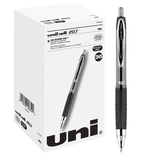 Uniball Signo 207 Gel Pen 36 Pack, 0.7mm Medium Black Pens, Gel Ink Pens | Office Supplies Sold by Uniball are Pens, Ballpoint Pen, Colored Pens, Gel Pens, Fine Point, Smooth Writing Pens