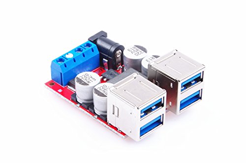 KNACRO DC-DC USB Charging Module 12V 24V (8V-35v) to 5V 5A 8A 4-USB Port at The Same time Output for Mobile Phones, Digital Cameras, Navigators, Driving Recorder, etc.