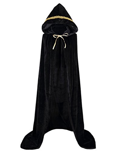 Colorful House Unisex Full Length Velvet Hooded Cape Halloween Cloak ( 59' Velvet Black)