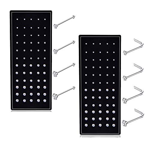 THUNARAZ 60-120pcs Stainless Steel Nose Studs Rings Piercing Pin Body Jewelry 22G 1.5mm 2mm 2.5mm (E:120PCS SILVER TONE)