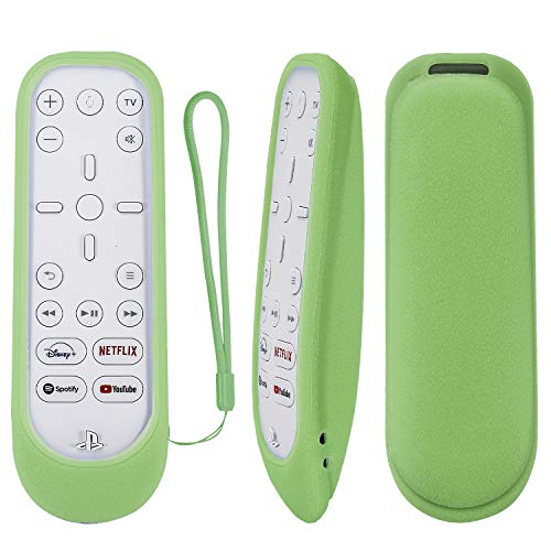 CHUNGHOP Protective Silicone Remote Case for Playstation 5 Media Remote Control, PS5 Media Remote Cover, Shockproof Washable Cover with Loop-Glow in Dark Green