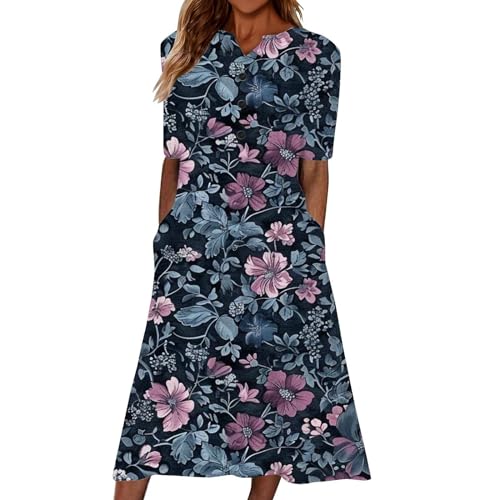Womens Dresses Prom Dresses 2024 Plus Size Dresses for Curvy Women Denim Dress for Women Petite Dresses for Women Denim Dress Flowy Dresses for Women Black Dresses for Women（3-Navy,X-Large）